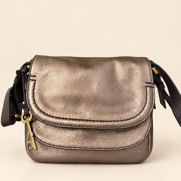 Fossil Peyton Crossbody Bag Gold Metallic Leather