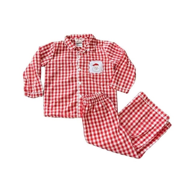 Smock Monkey gingham Santa Christmas 3T pajama set