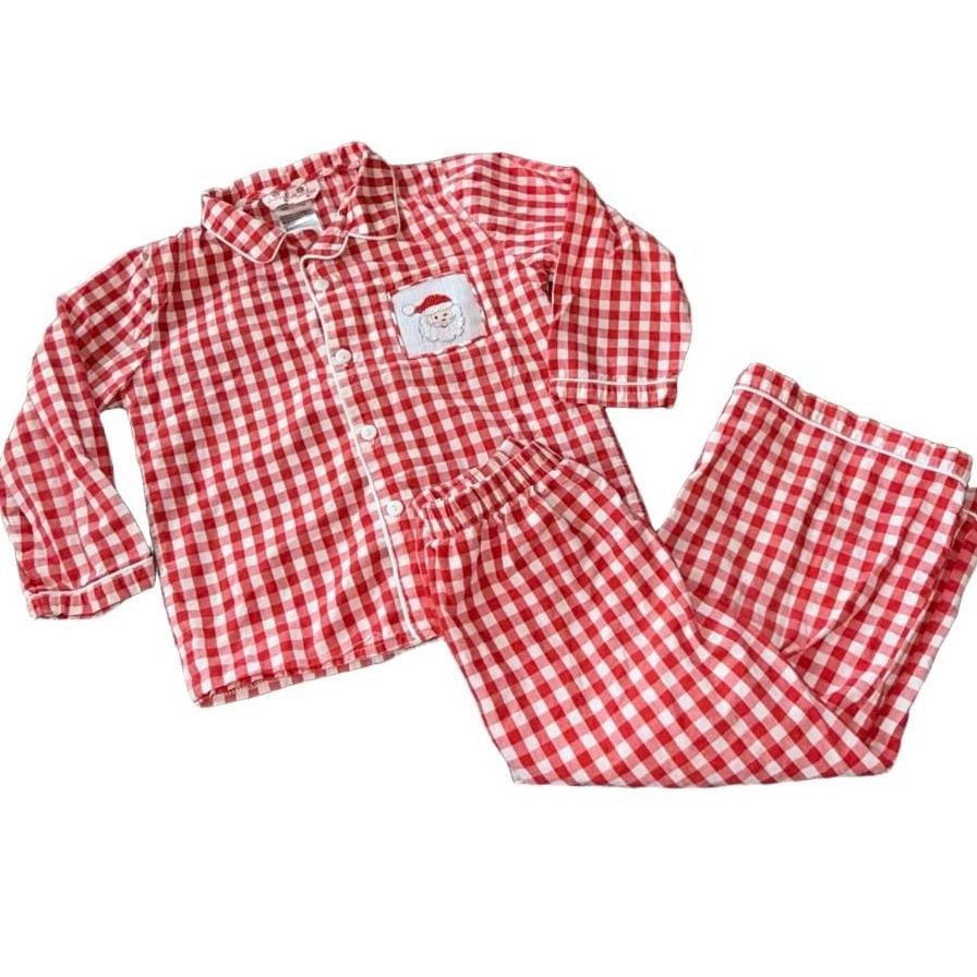 Smock Monkey gingham Santa Christmas 3T pajama set 4