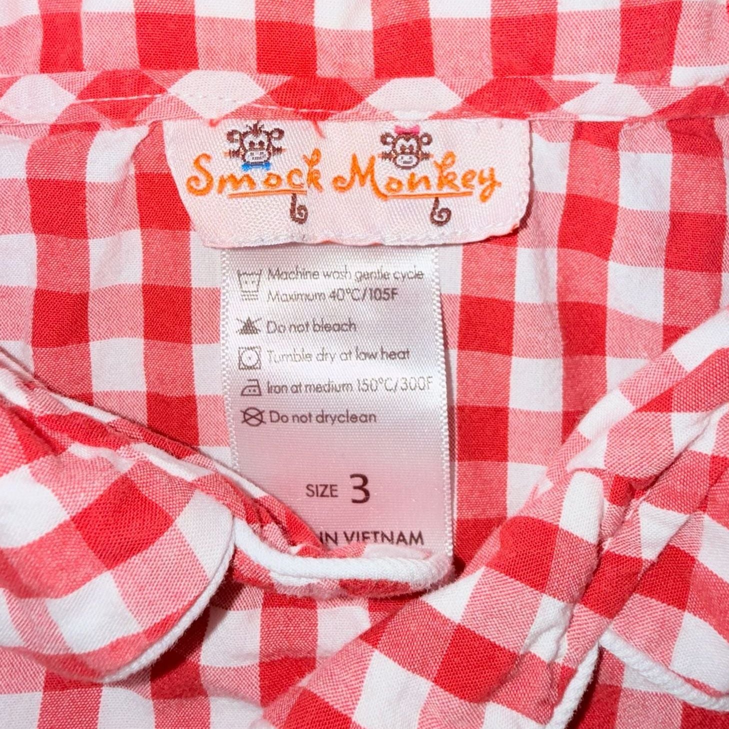 Smock Monkey gingham Santa Christmas 3T pajama set 3