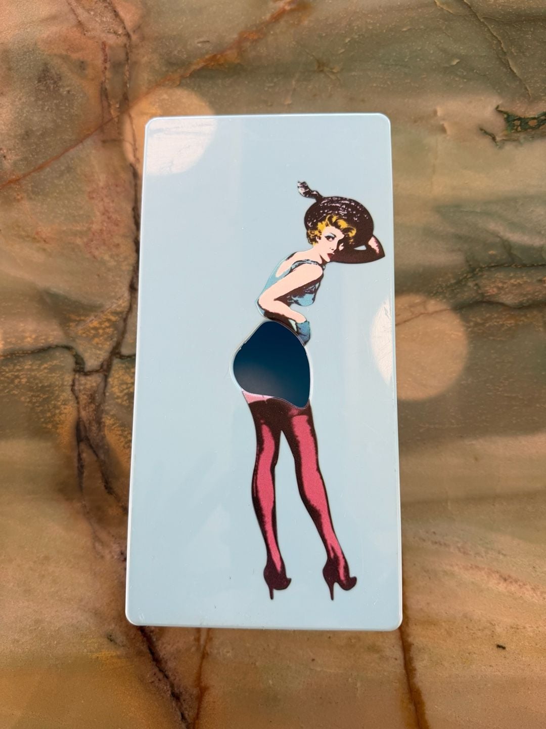 Spextrum Tissue Up Girl Tissue Box Holder Light Blue Pin Up 1
