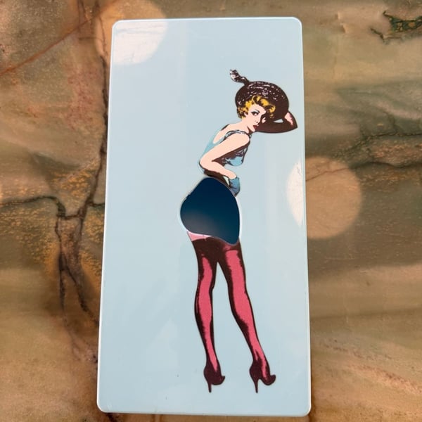 Spextrum Tissue Up Girl Tissue Box Holder Light Blue Pin Up