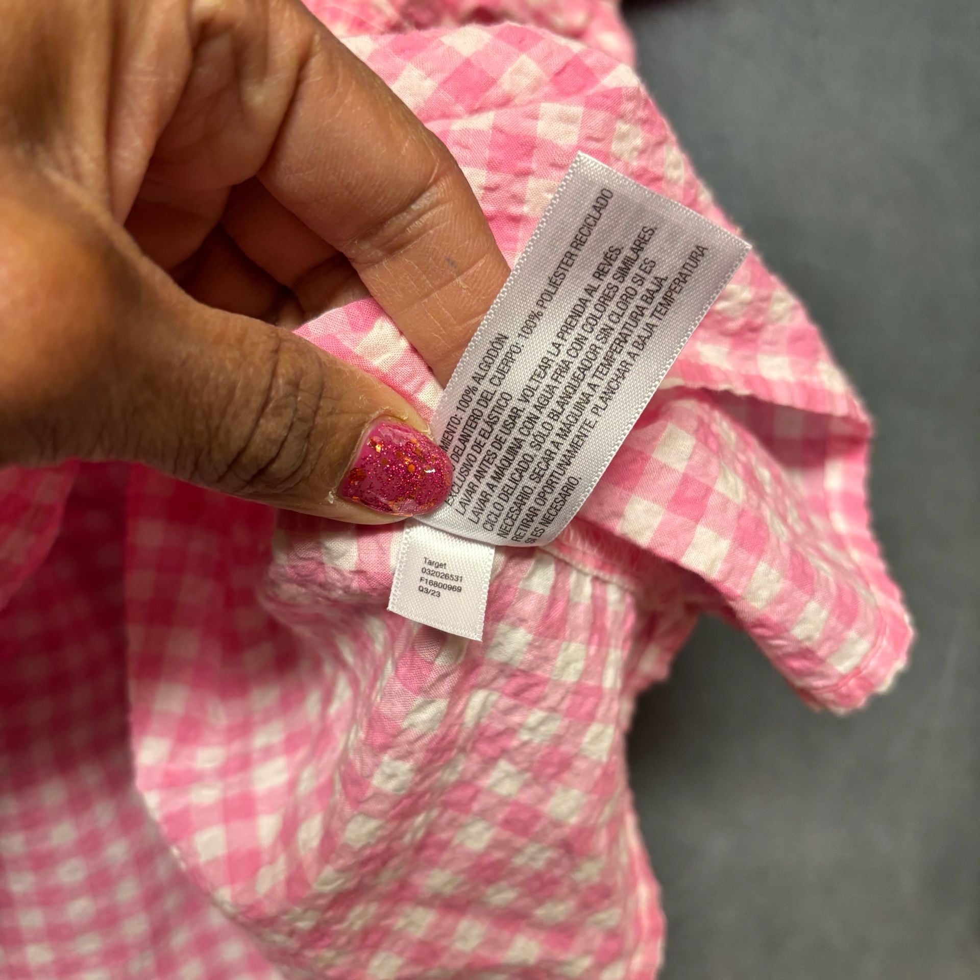 Cat & Jack Pink Gingham Smocked Peplum Top Size L (10/12) 3