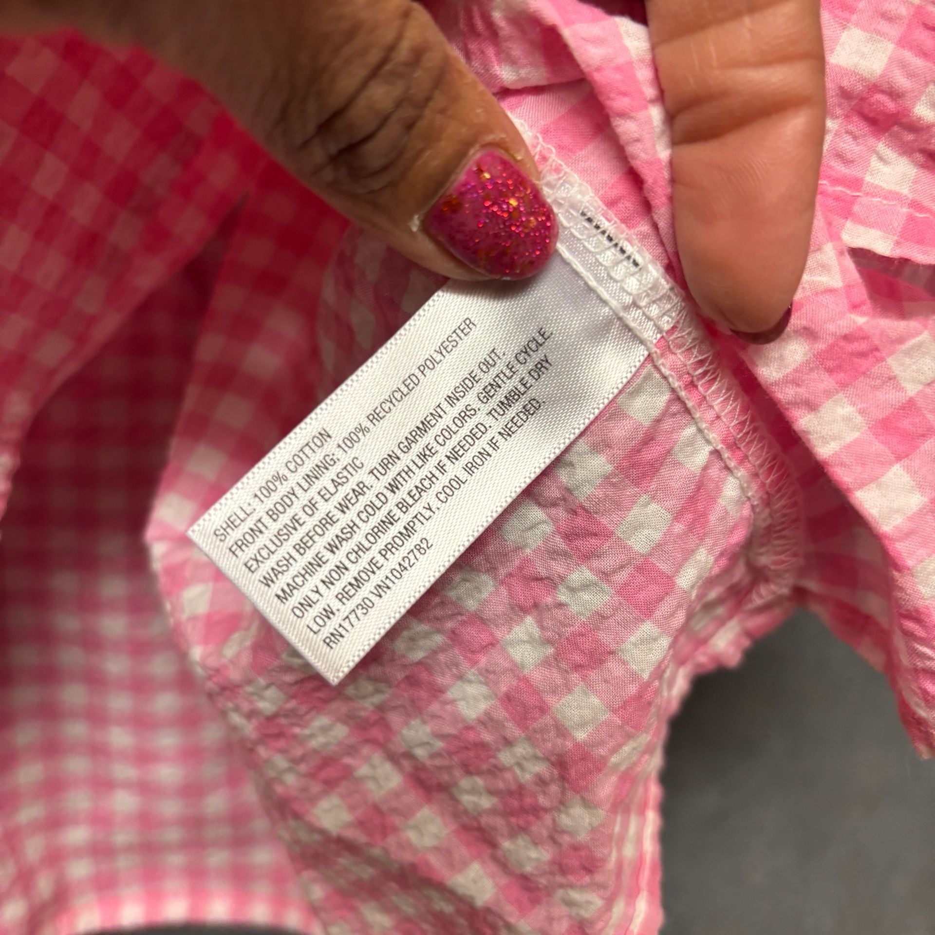 Cat & Jack Pink Gingham Smocked Peplum Top Size L (10/12) 4