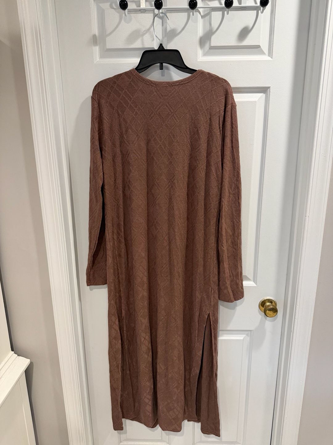 NWT Umgee Open Front Long Duster Cardigan Sz L Brown Knit Sweater 4