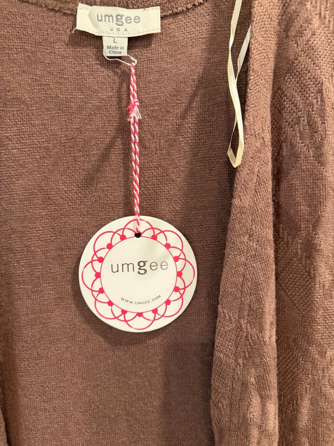 NWT Umgee Open Front Long Duster Cardigan Sz L Brown Knit Sweater 5