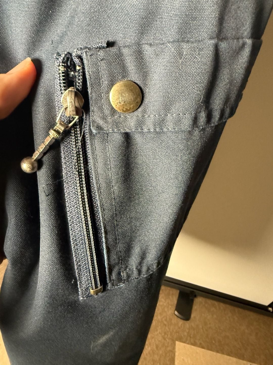Blue vintage jacket/coat High Neck Pockets Lined Zip Men's 3