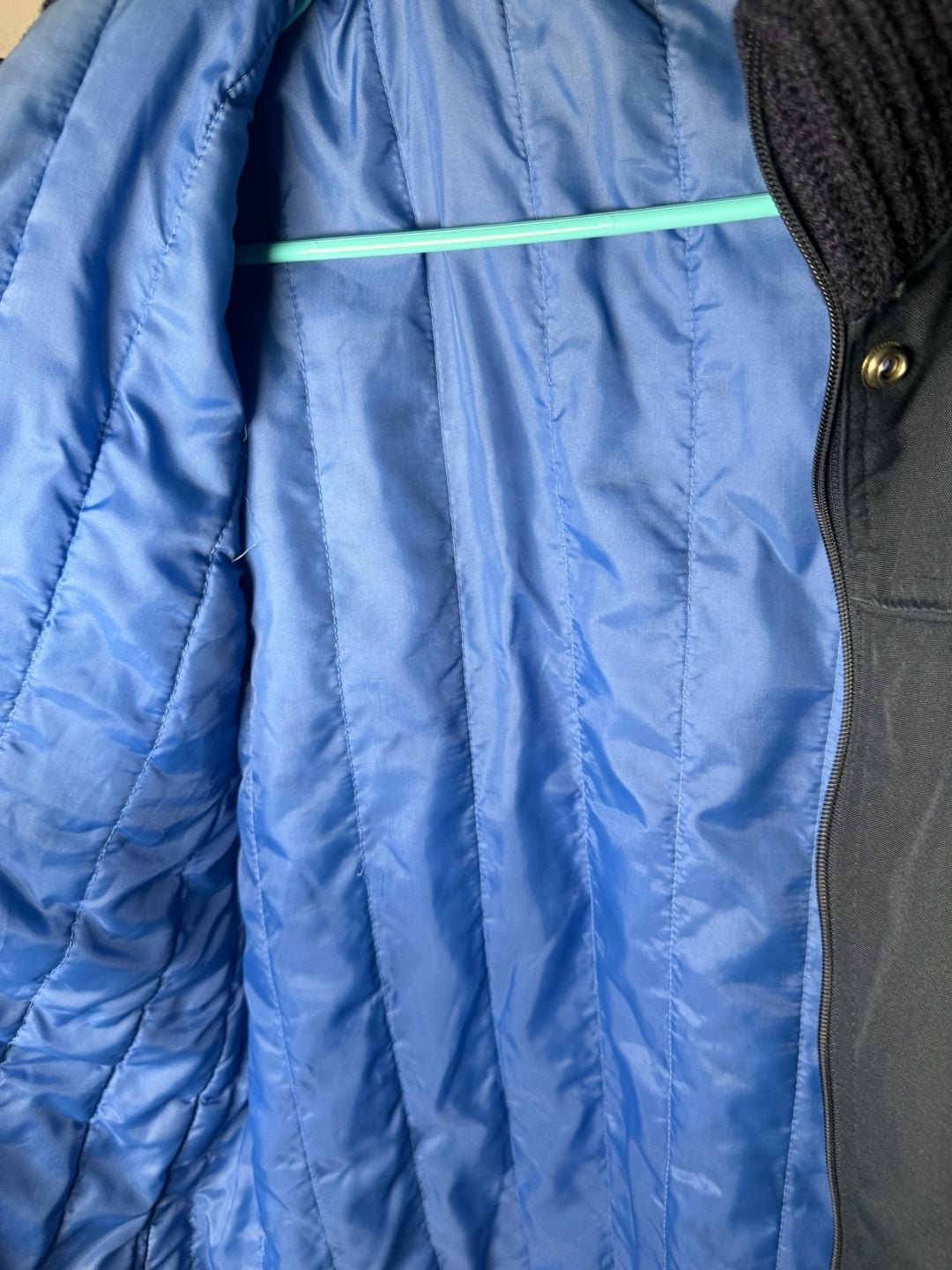 Blue vintage jacket/coat High Neck Pockets Lined Zip Men's 8