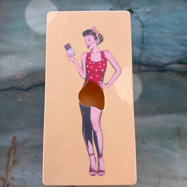 Spextrum Flying Skirt Pin Up Girl Tissue Box Holder Beige Retro Novelty