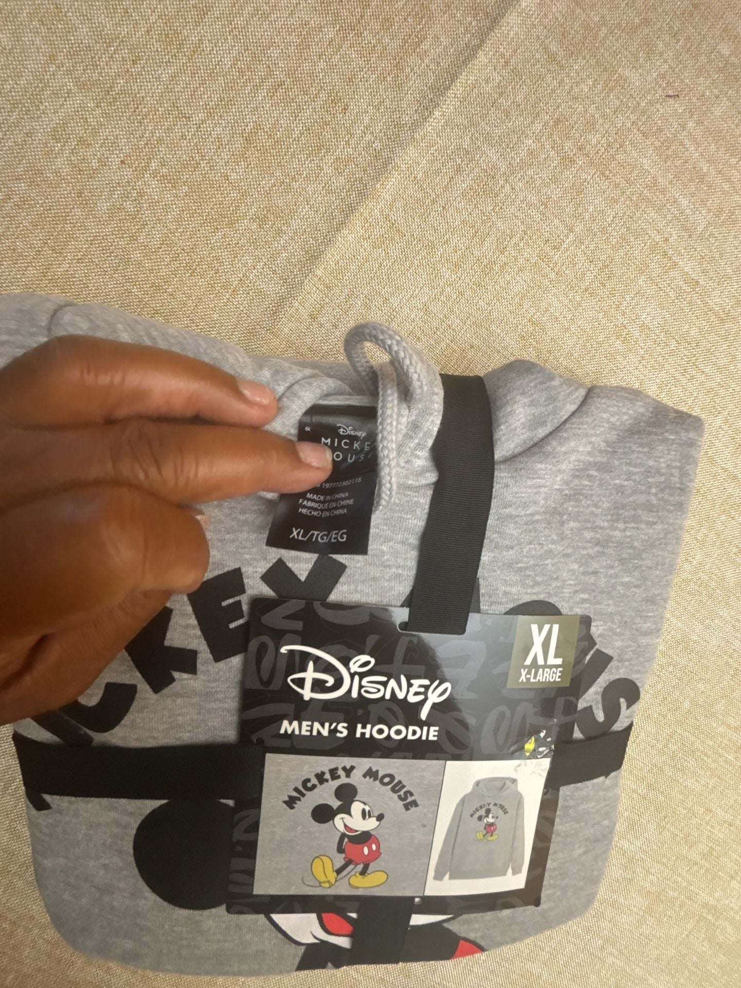 Disney Mickey Mouse Men's Hoodie Size XL Gray Graphic Print 7