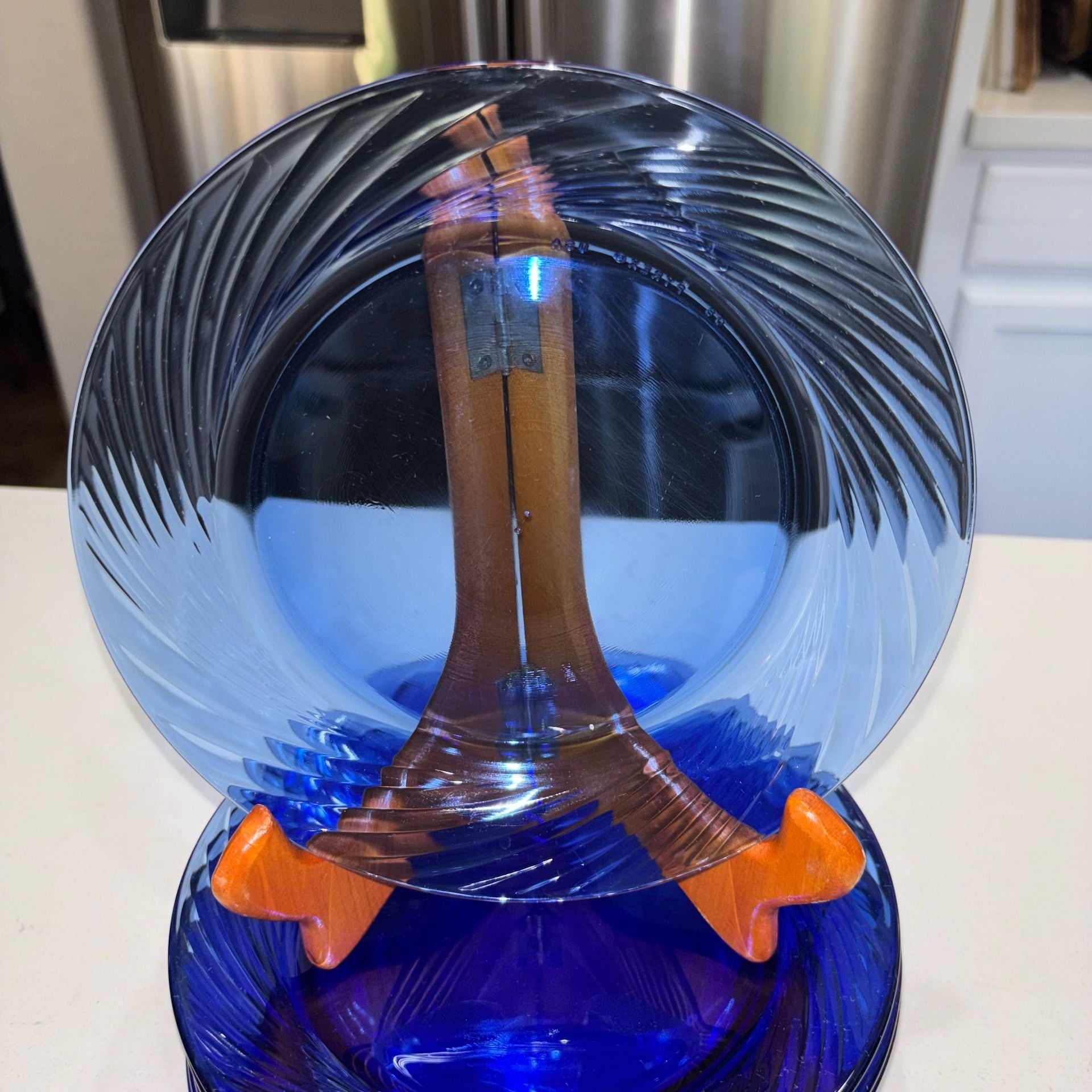 Pyrex Festiva Blue Swirl Glass Salad Plates Set of 8 2
