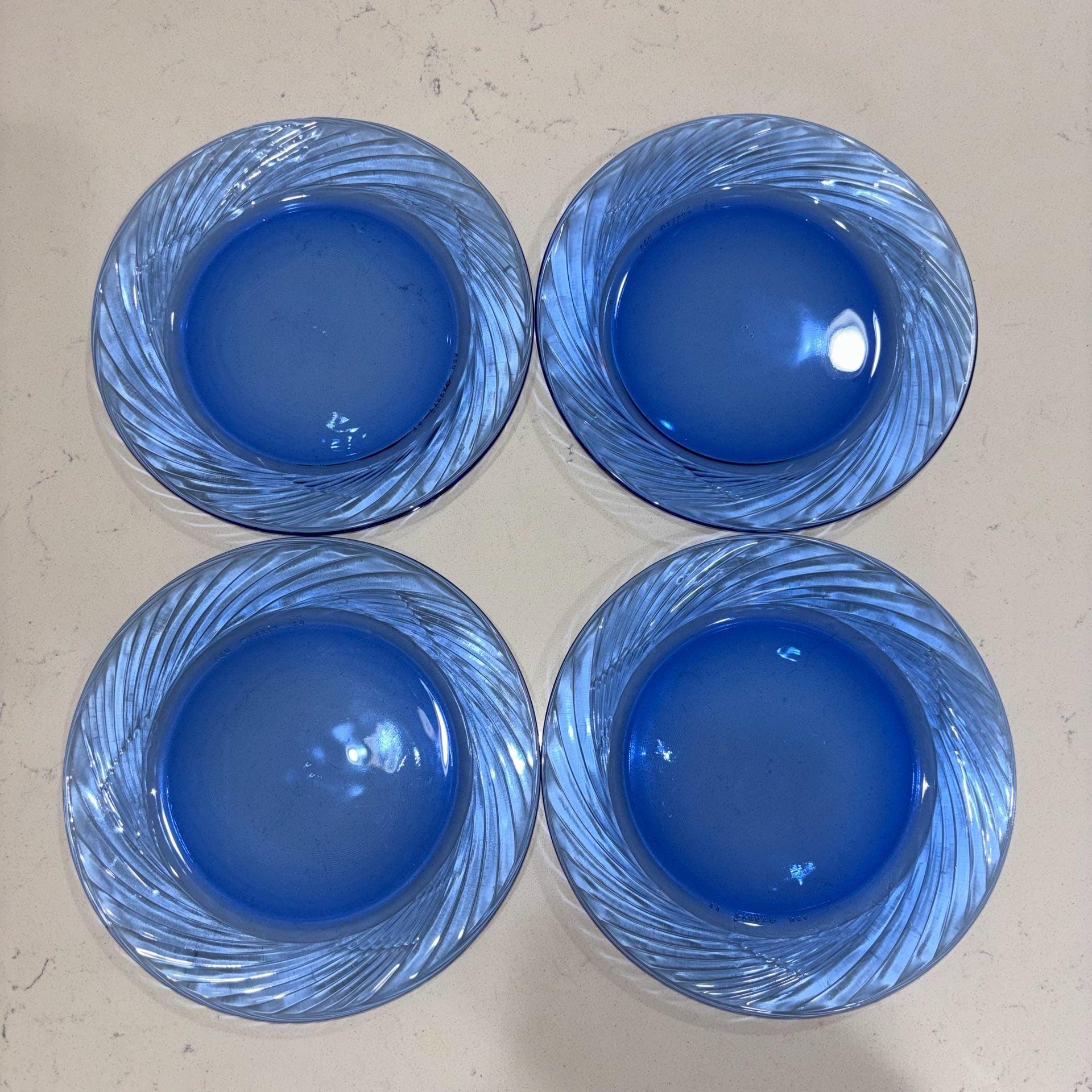 Pyrex Festiva Blue Swirl Glass Salad Plates Set of 8 4