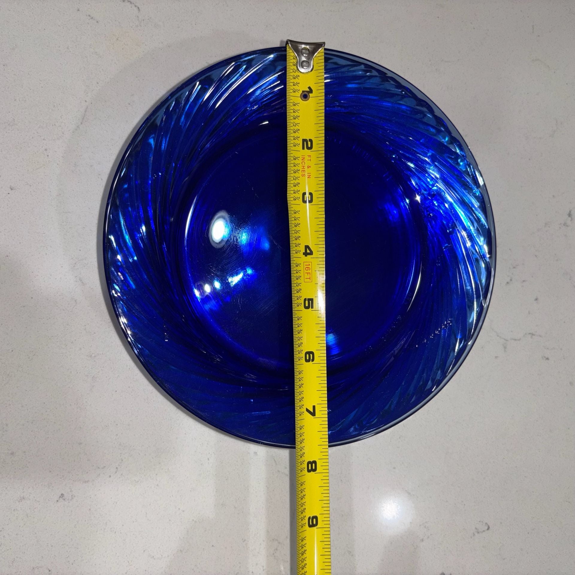 Pyrex Festiva Blue Swirl Glass Salad Plates Set of 8 10