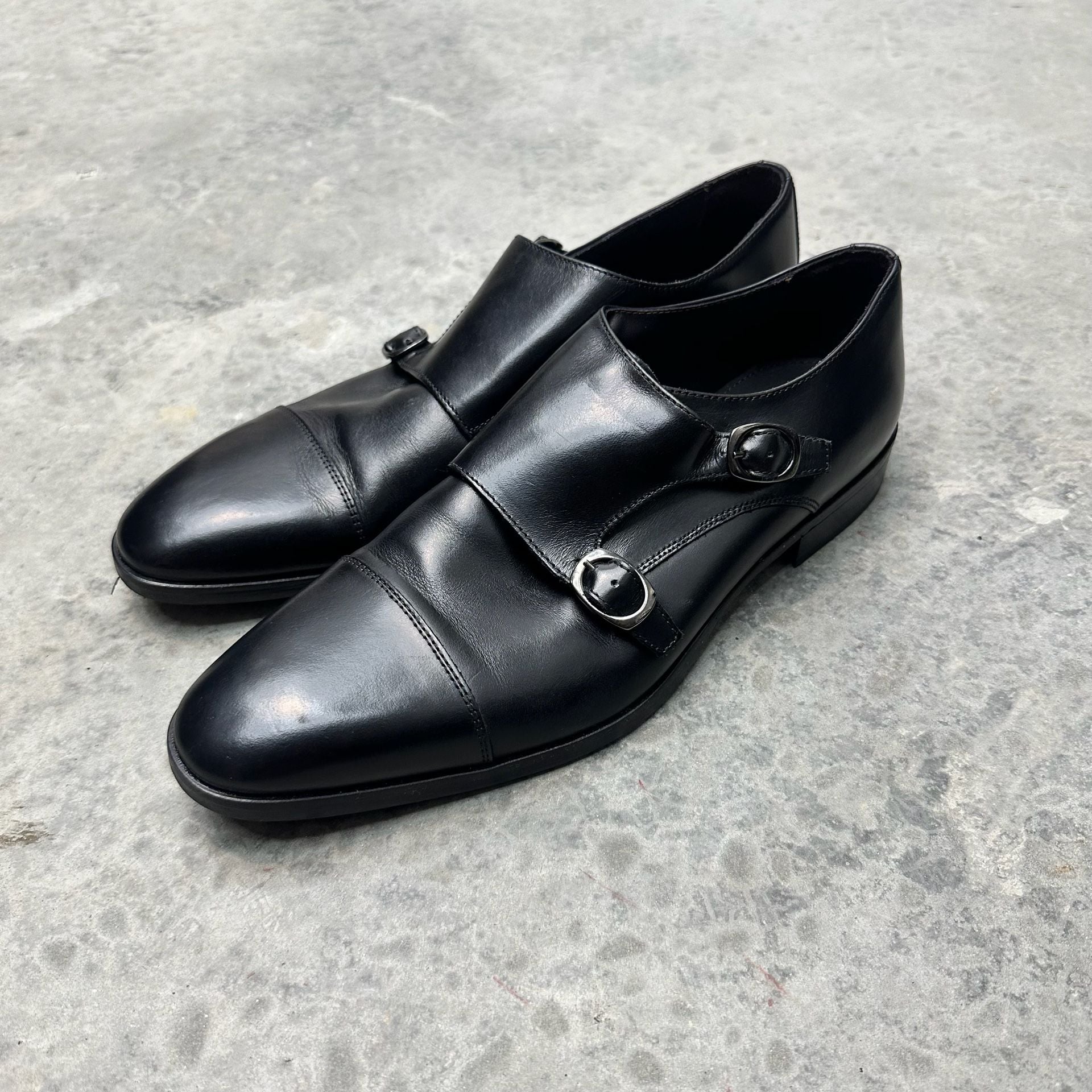 Bruno Magli Black Leather Double Monk Dress Shoes - Size 9 2