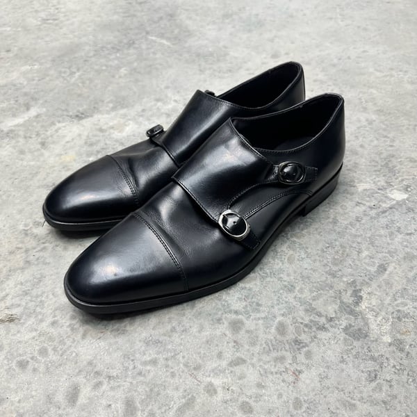 Bruno Magli Black Leather Double Monk Dress Shoes - Size 9