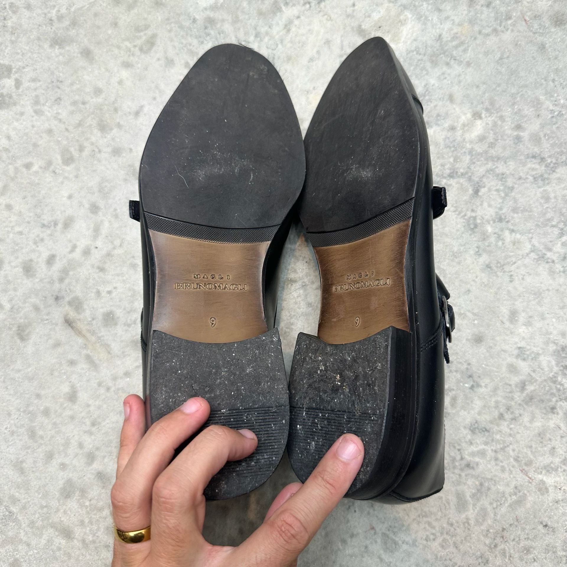 Bruno Magli Black Leather Double Monk Dress Shoes - Size 9 7