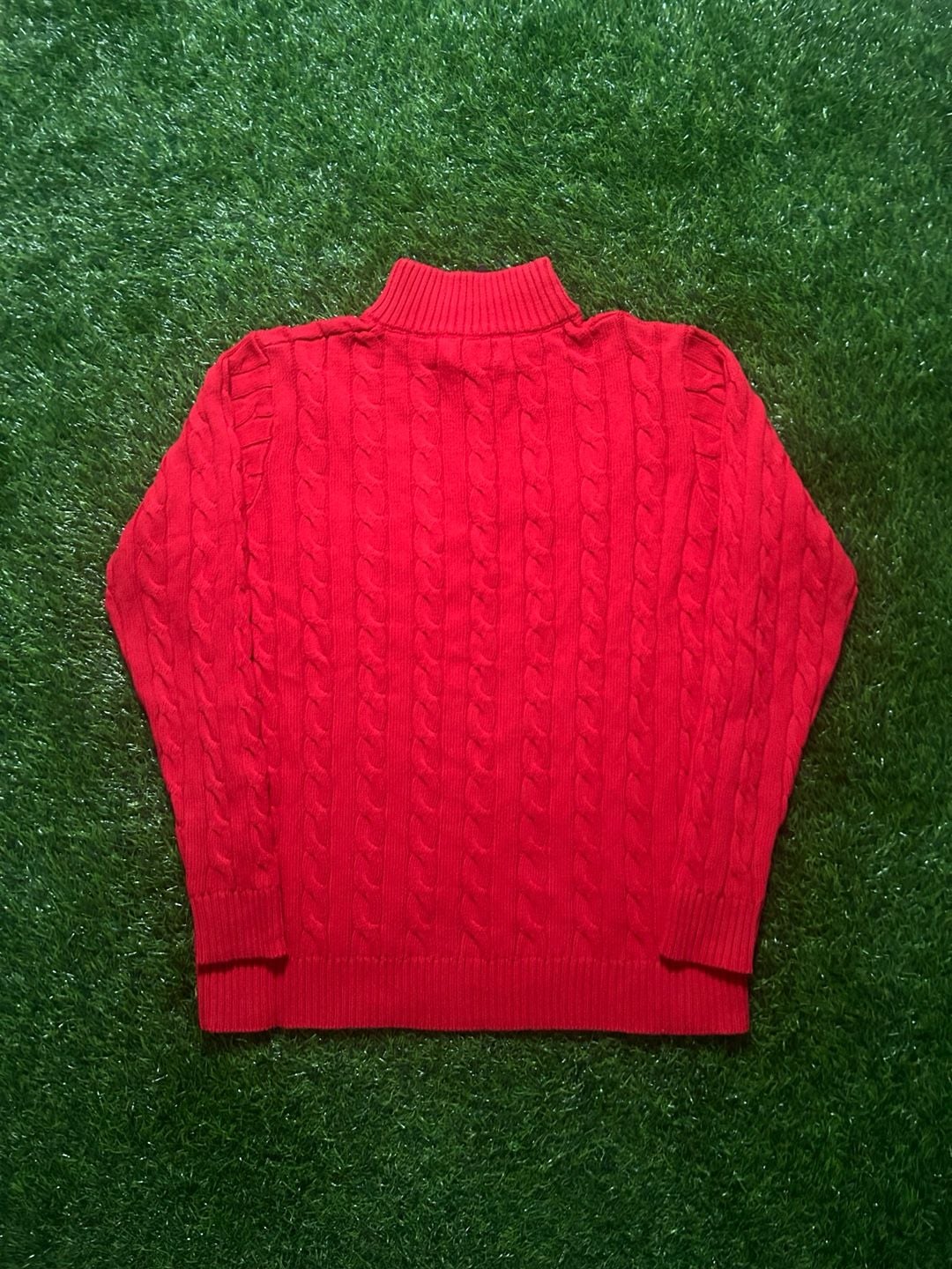 Polo Ralph Lauren Half Zip Sweater Size S Red Cable Knit 3