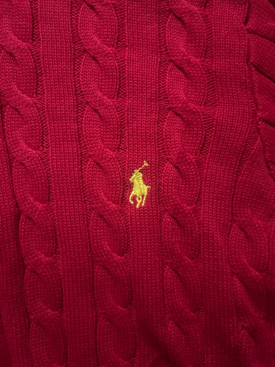 Polo Ralph Lauren Half Zip Sweater Size S Red Cable Knit 5