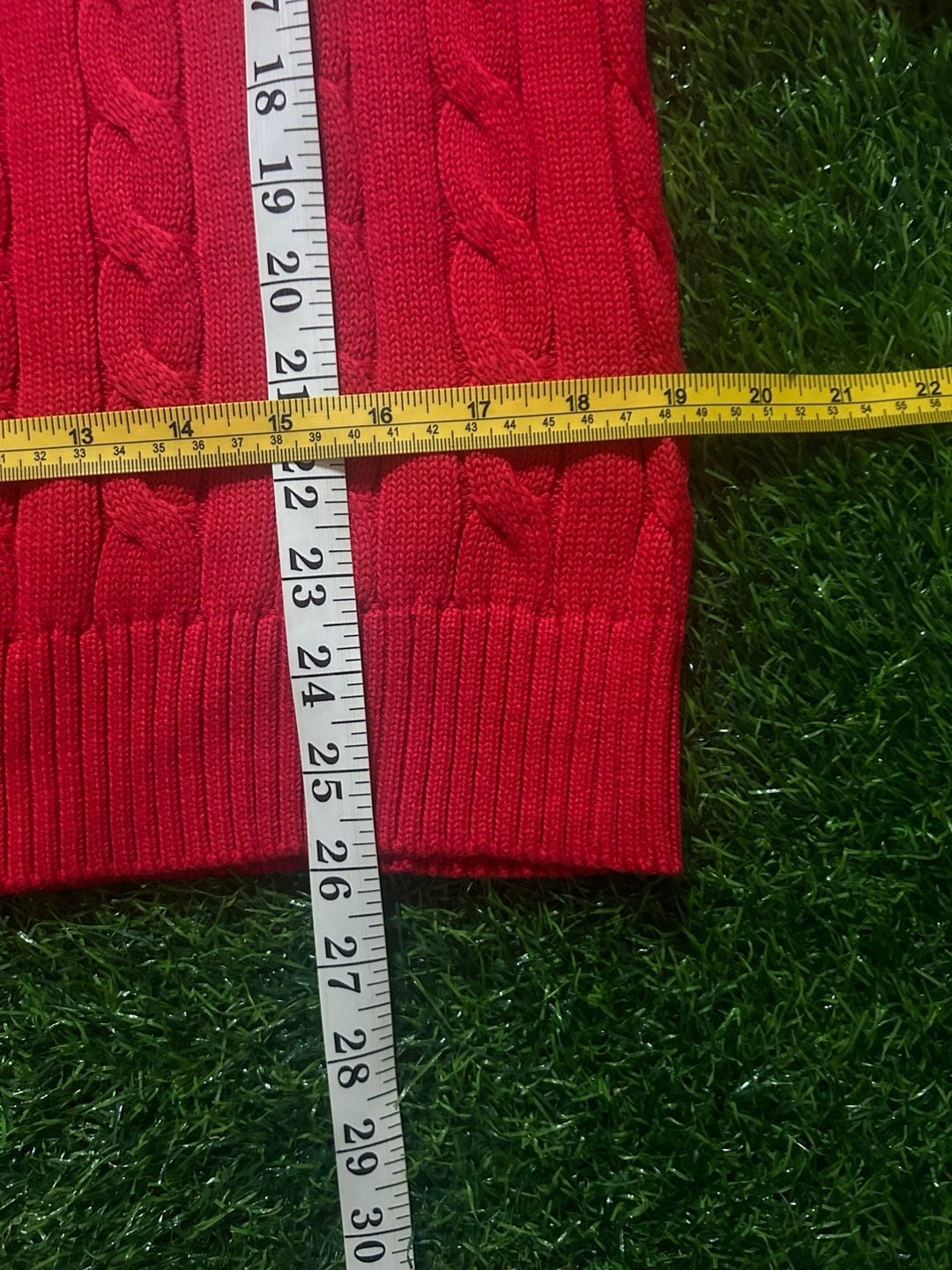Polo Ralph Lauren Half Zip Sweater Size S Red Cable Knit 6