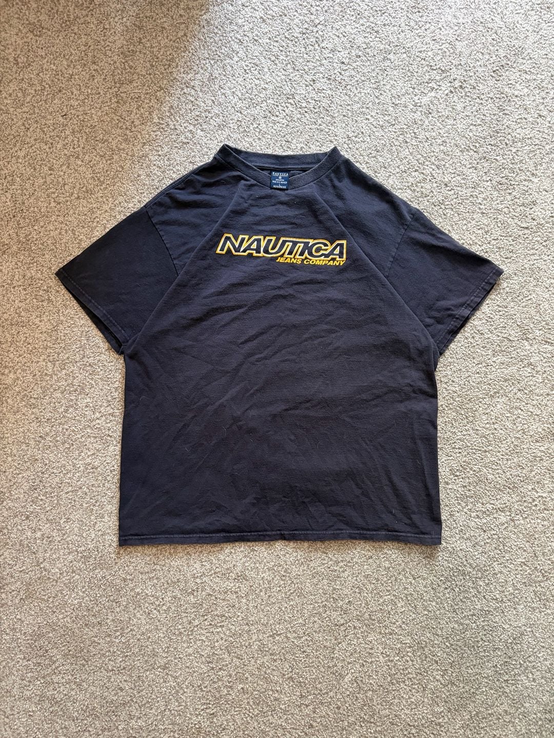 Nautica Jeans Company Black T-Shirt Size L Logo Graphic Tee 3