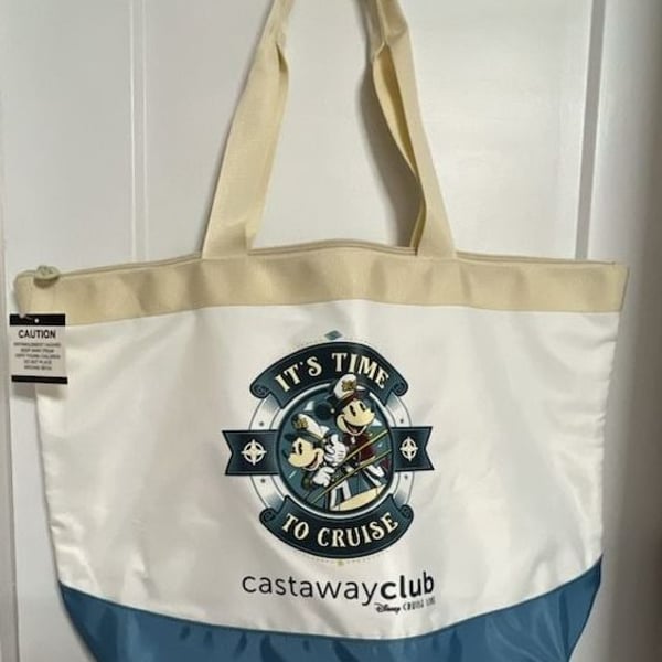 NEW Disney Cruise Line Castaway Club It's Time To Cruise Zippered Tote Bag