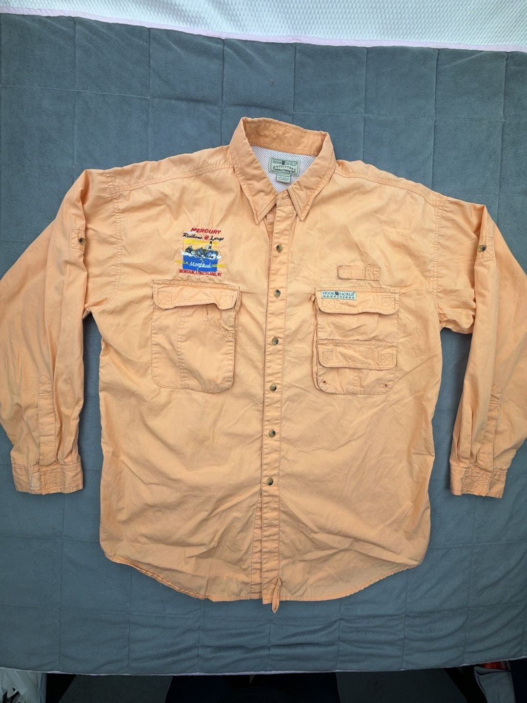 Hook & Tackle Long Sleeve Fishing Shirt Size L Montauk NY Long Island 3
