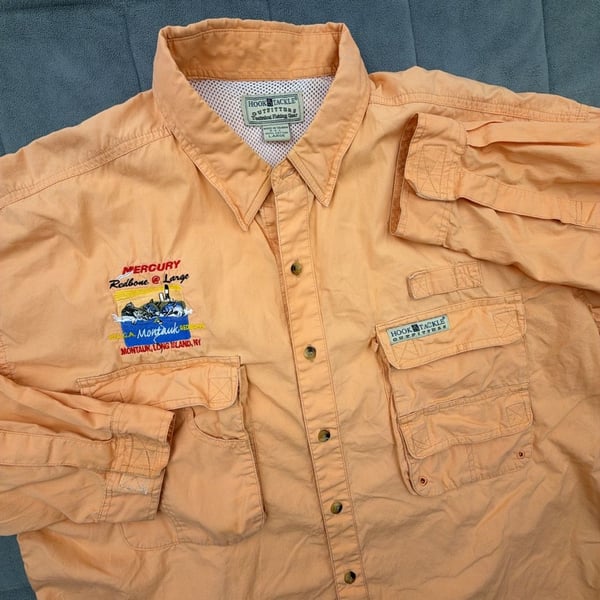 Hook & Tackle Long Sleeve Fishing Shirt Size L Montauk NY Long Island