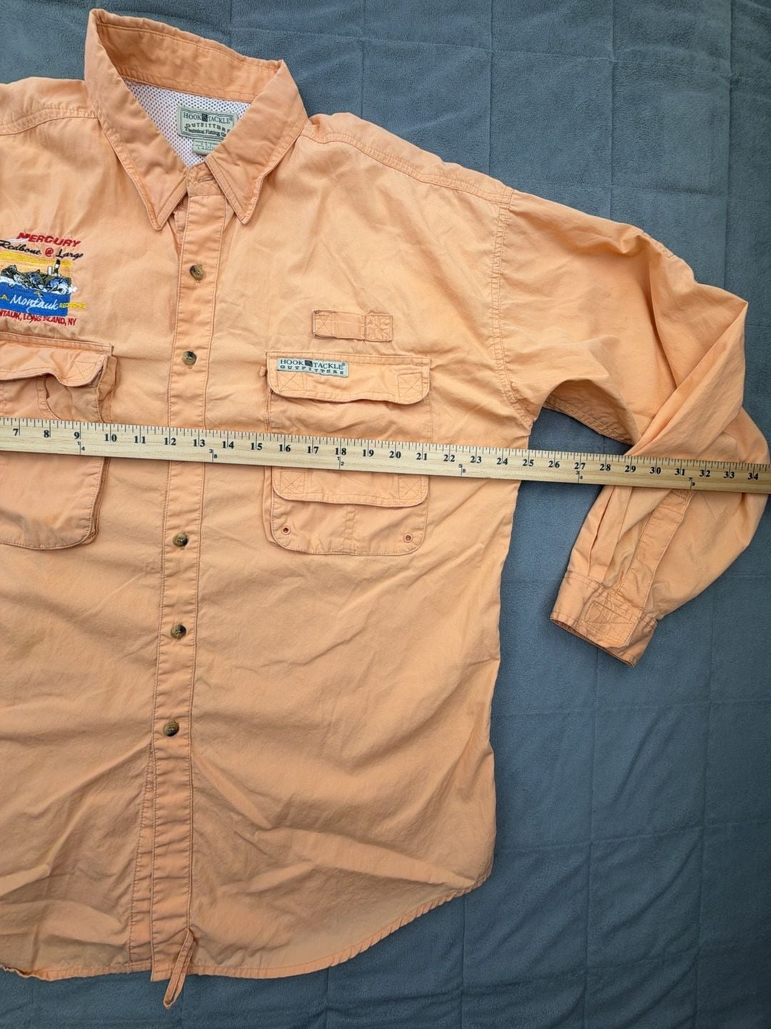 Hook & Tackle Long Sleeve Fishing Shirt Size L Montauk NY Long Island 7
