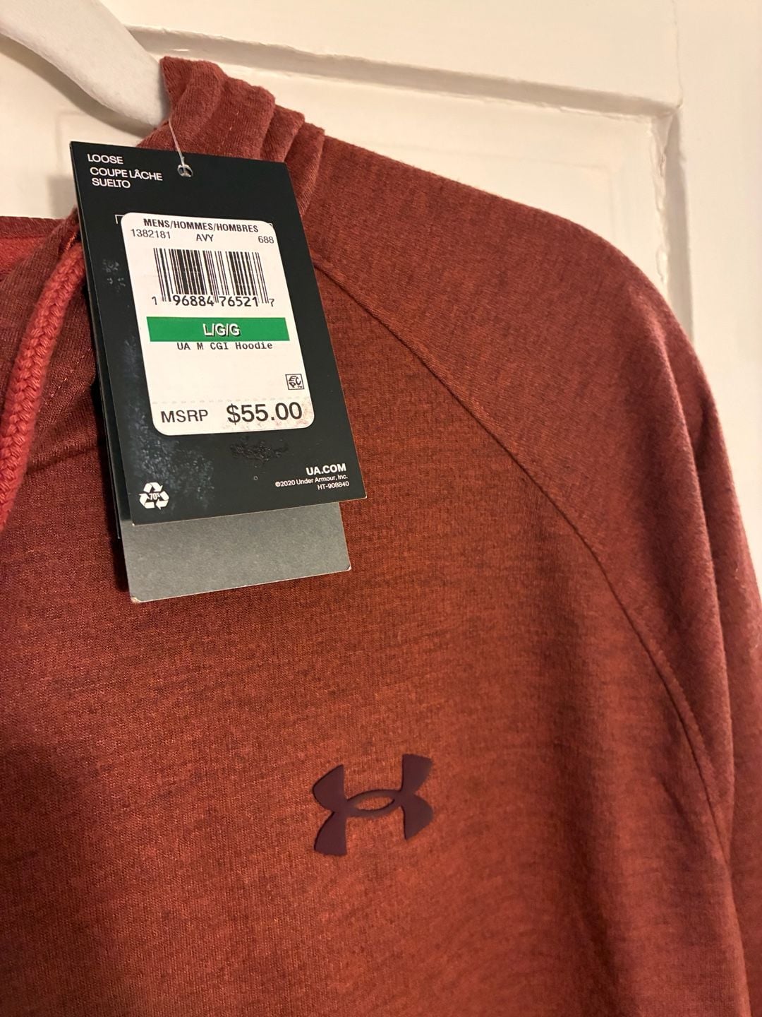 Under Armour CGI Hoodie Size L Rust Red Long Sleeve Pullover 5