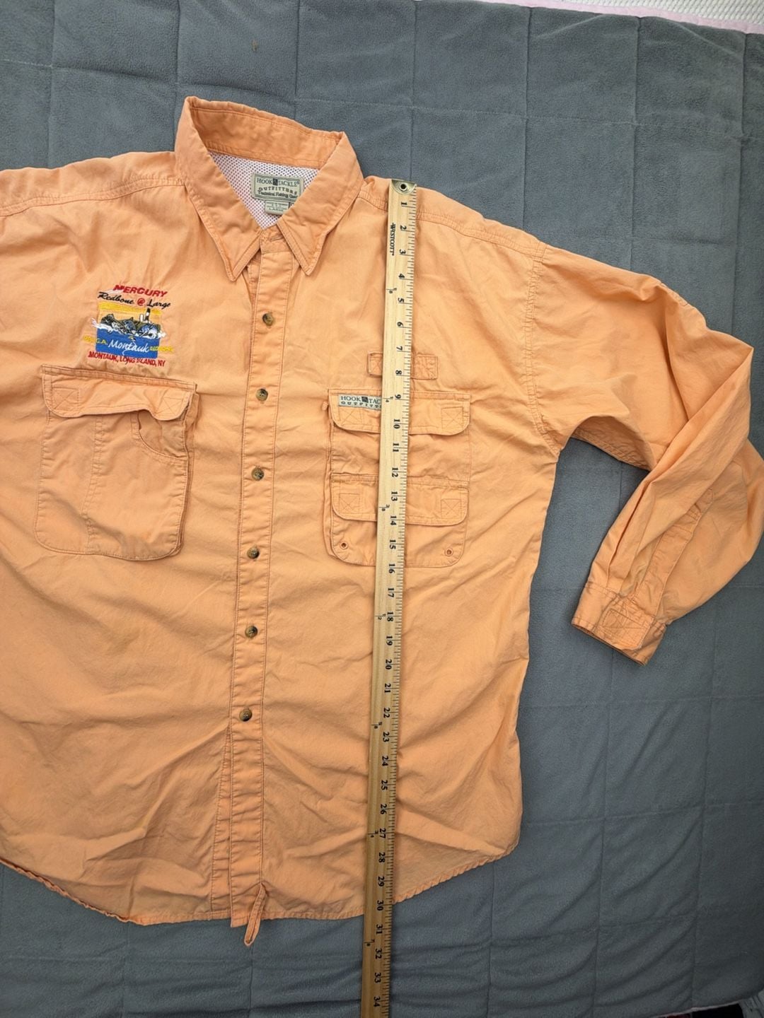 Hook & Tackle Long Sleeve Fishing Shirt Size L Montauk NY Long Island 8