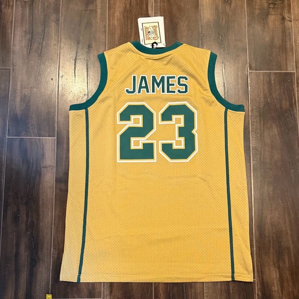 Authentic Classics LeBron James Irish 23 Basketball Jersey XL Yellow Green