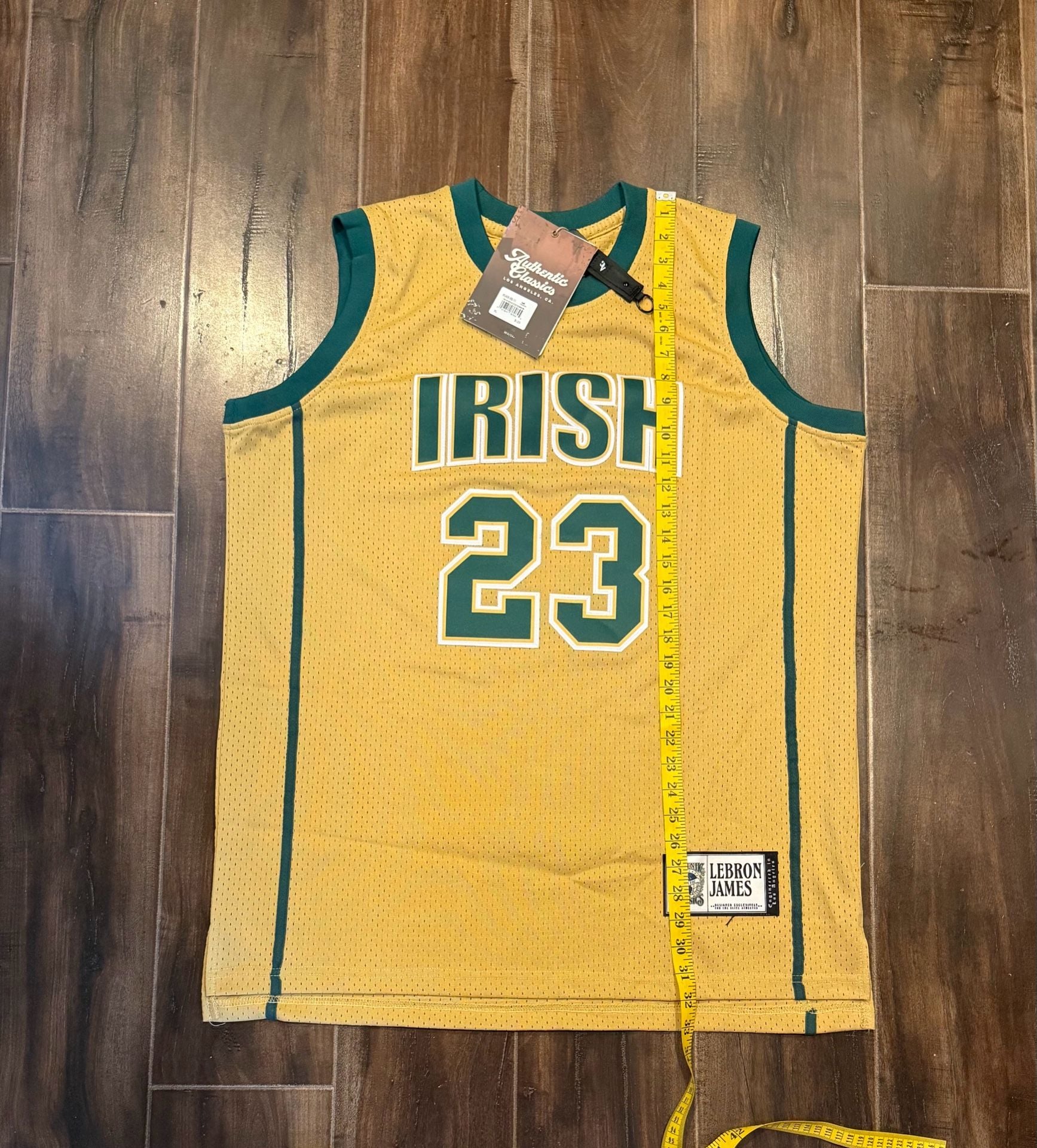 Authentic Classics LeBron James Irish 23 Basketball Jersey XL Yellow Green 8