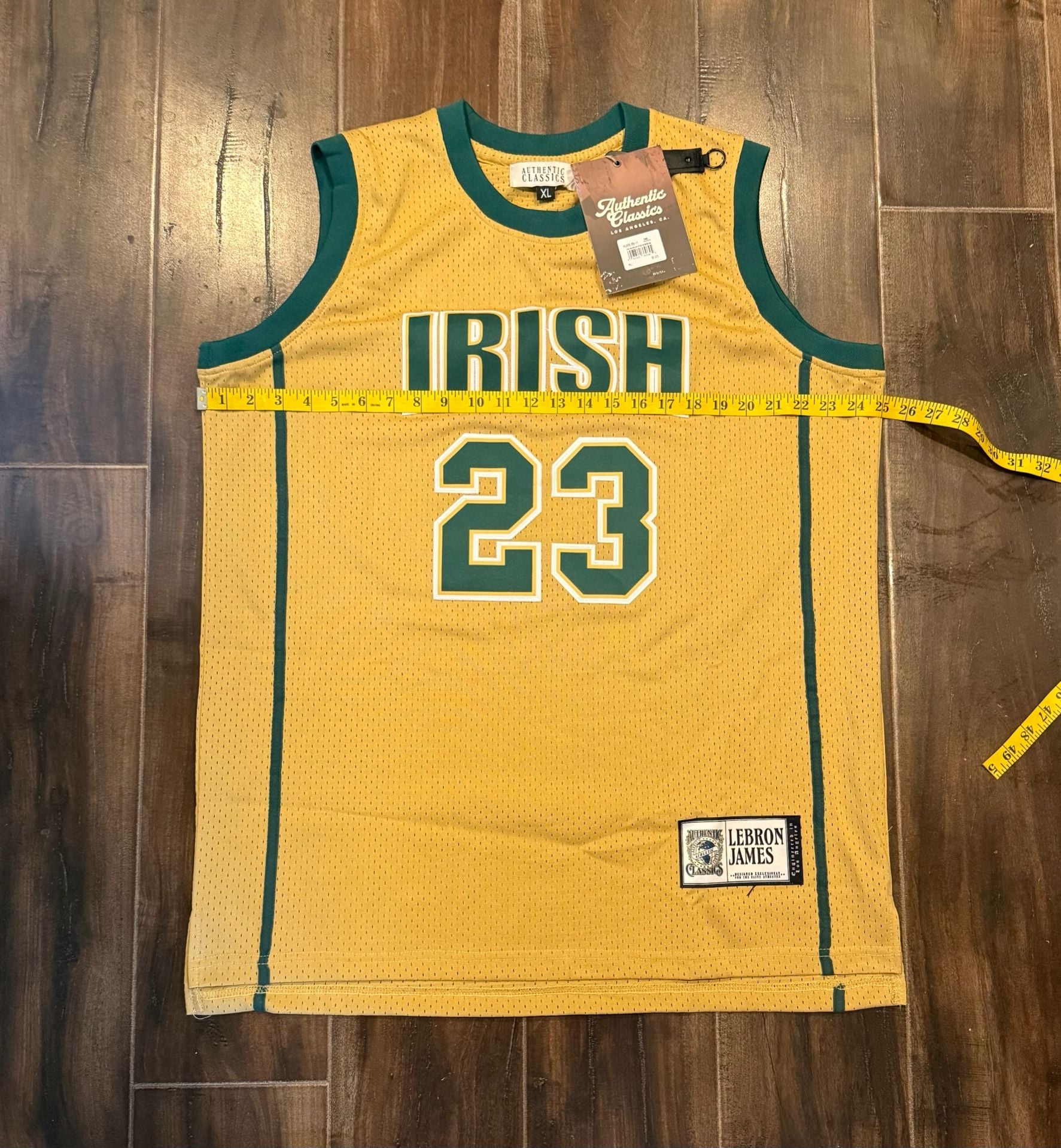 Authentic Classics LeBron James Irish 23 Basketball Jersey XL Yellow Green 9