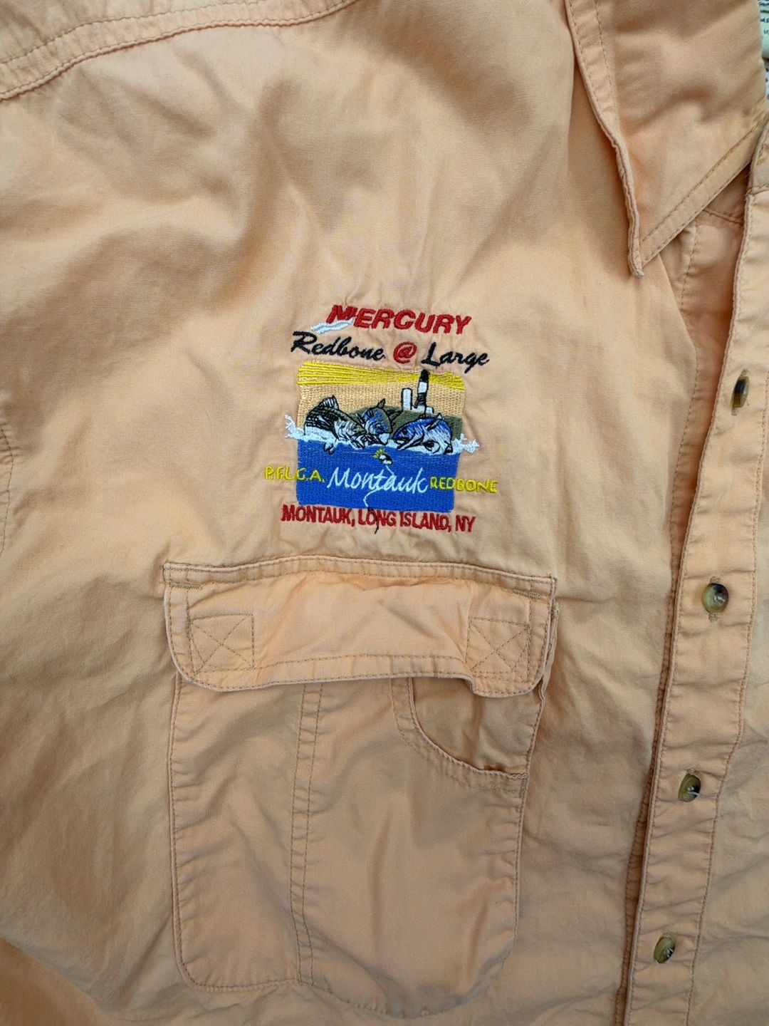 Hook & Tackle Long Sleeve Fishing Shirt Size L Montauk NY Long Island 6
