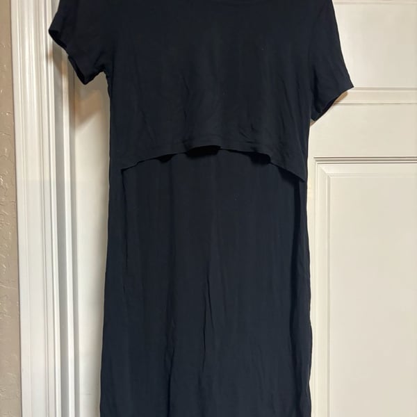 Kindred Bravely Eleanora Bamboo Maternity Nursing Dress Small Petite Black