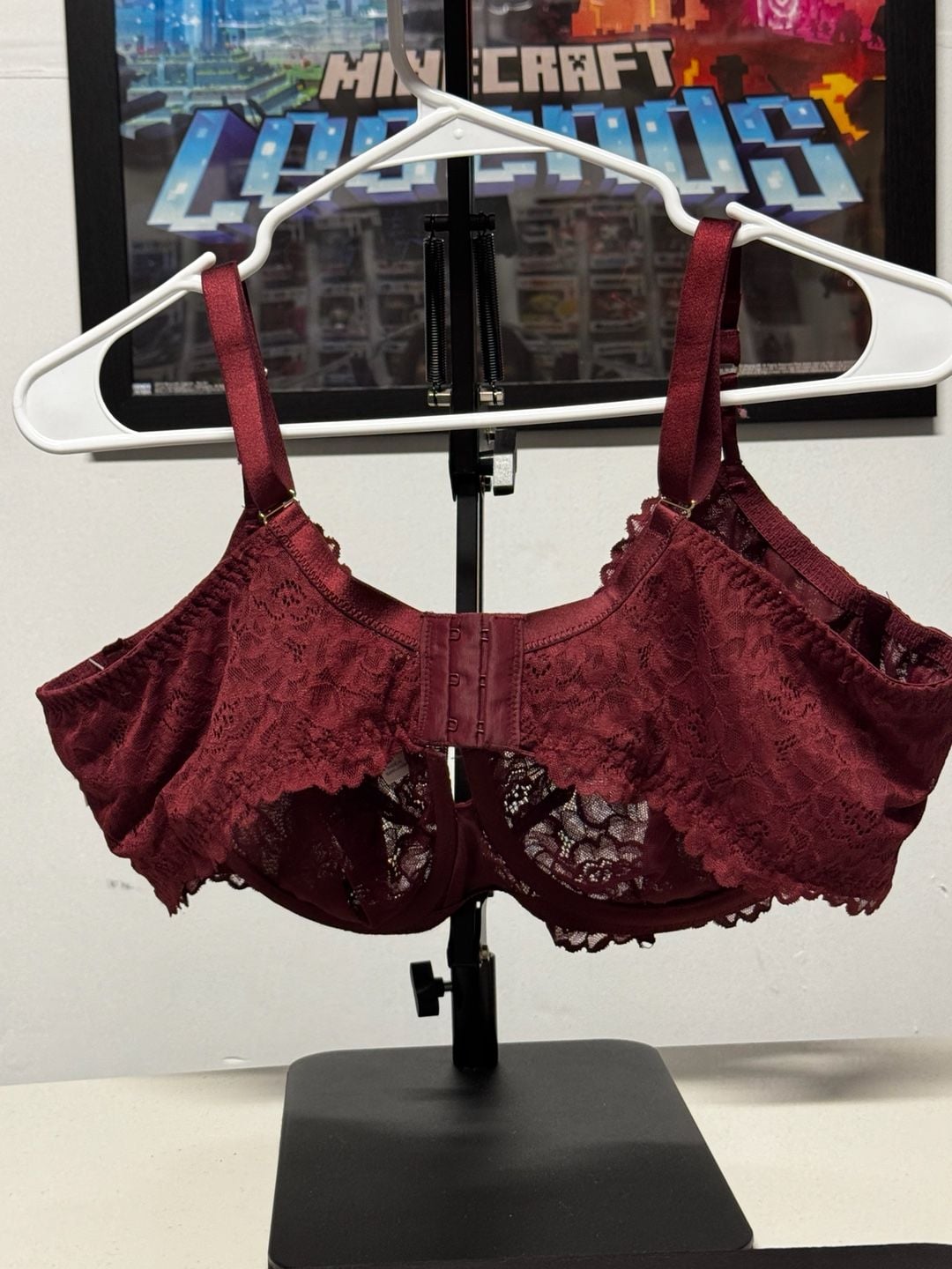 WU58 42D Auden Lace Unlined Comfort Wire Balconette Bra Berry Red NWT 2
