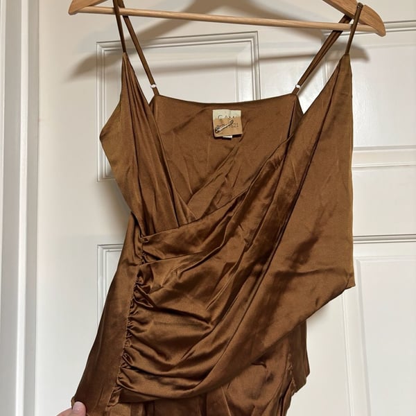 Cami NYC Bronze Ruched Satin Cami Top