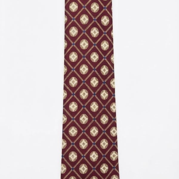 Countess Mara Silk Tie Burgundy Geometric Medallion All Silk Made in USA