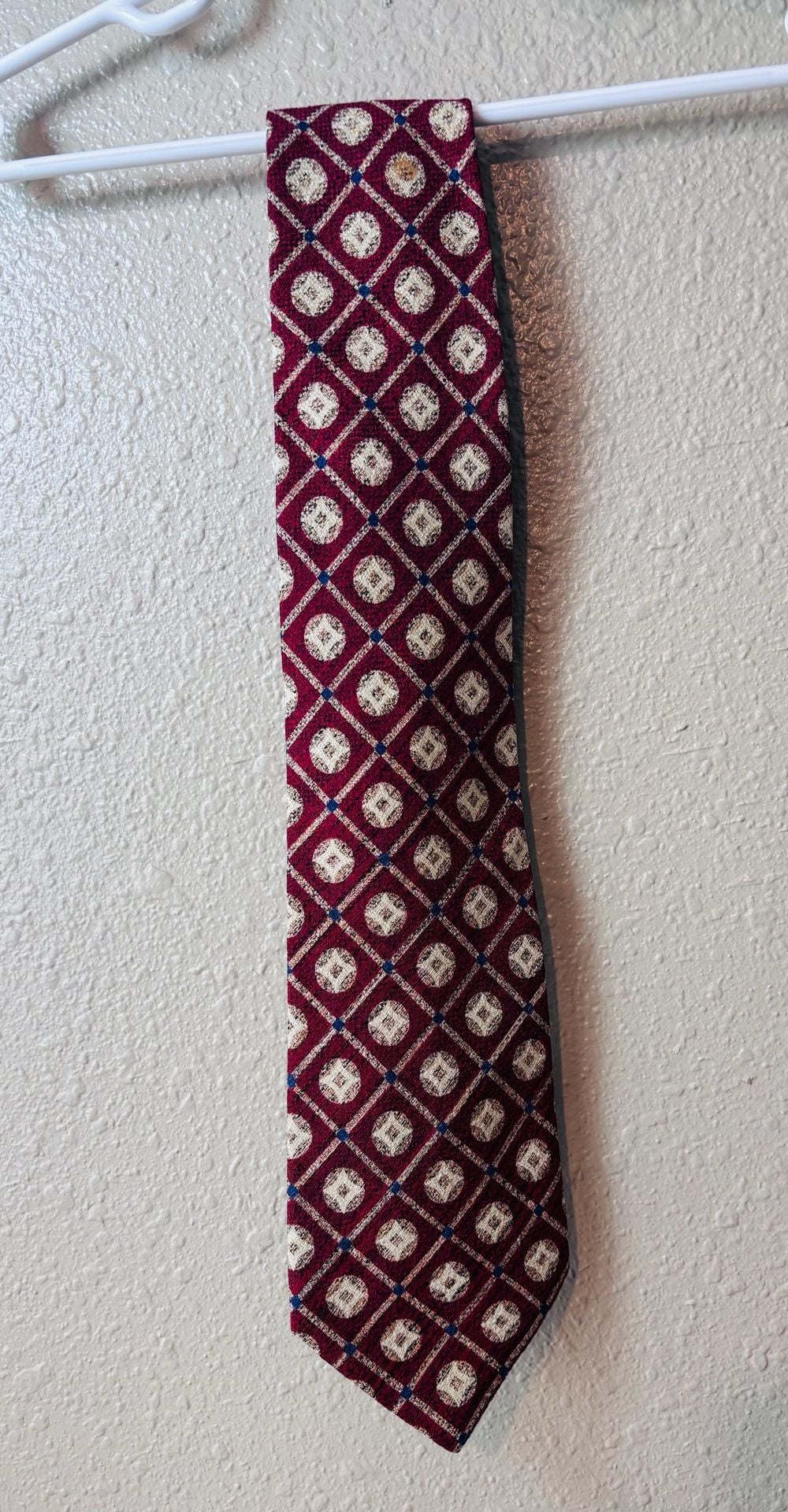Countess Mara Silk Tie Burgundy Geometric Medallion All Silk Made in USA 5