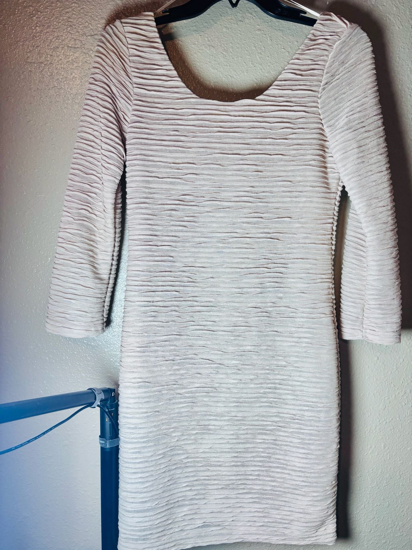 Gianini Textured Long Sleeve Mini Dress Beige 4