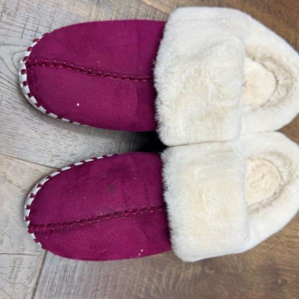 Ilse Jacobsen Slippers Size 41W Purple Suede Faux Fur