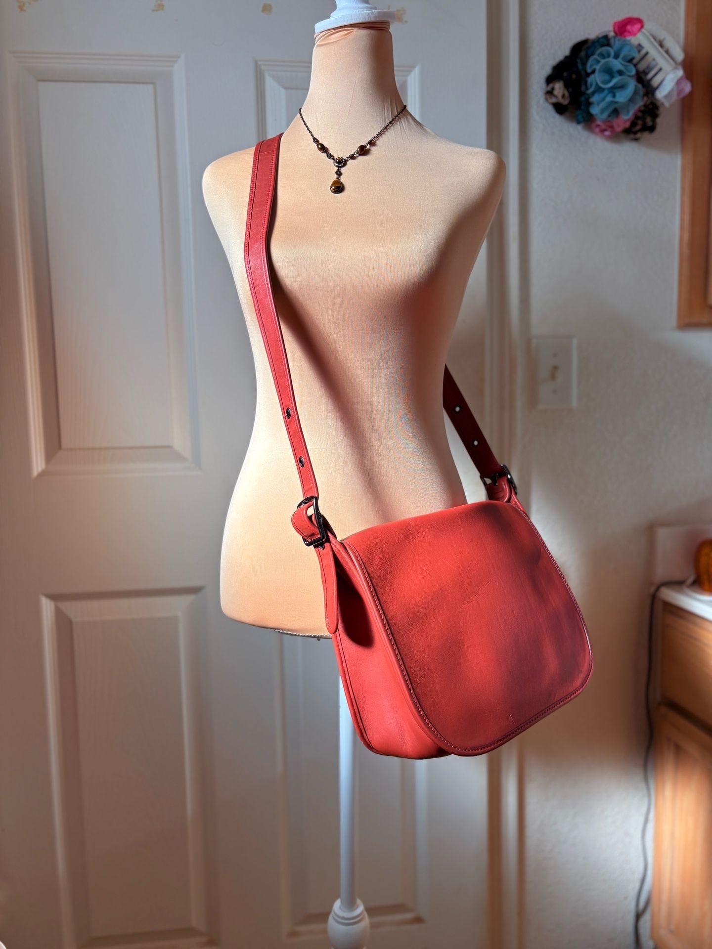 Coach 75TH ANNIVERSARY Limited Edition Women's Leather Shoulder Saddle Bag in Tomato Red 2