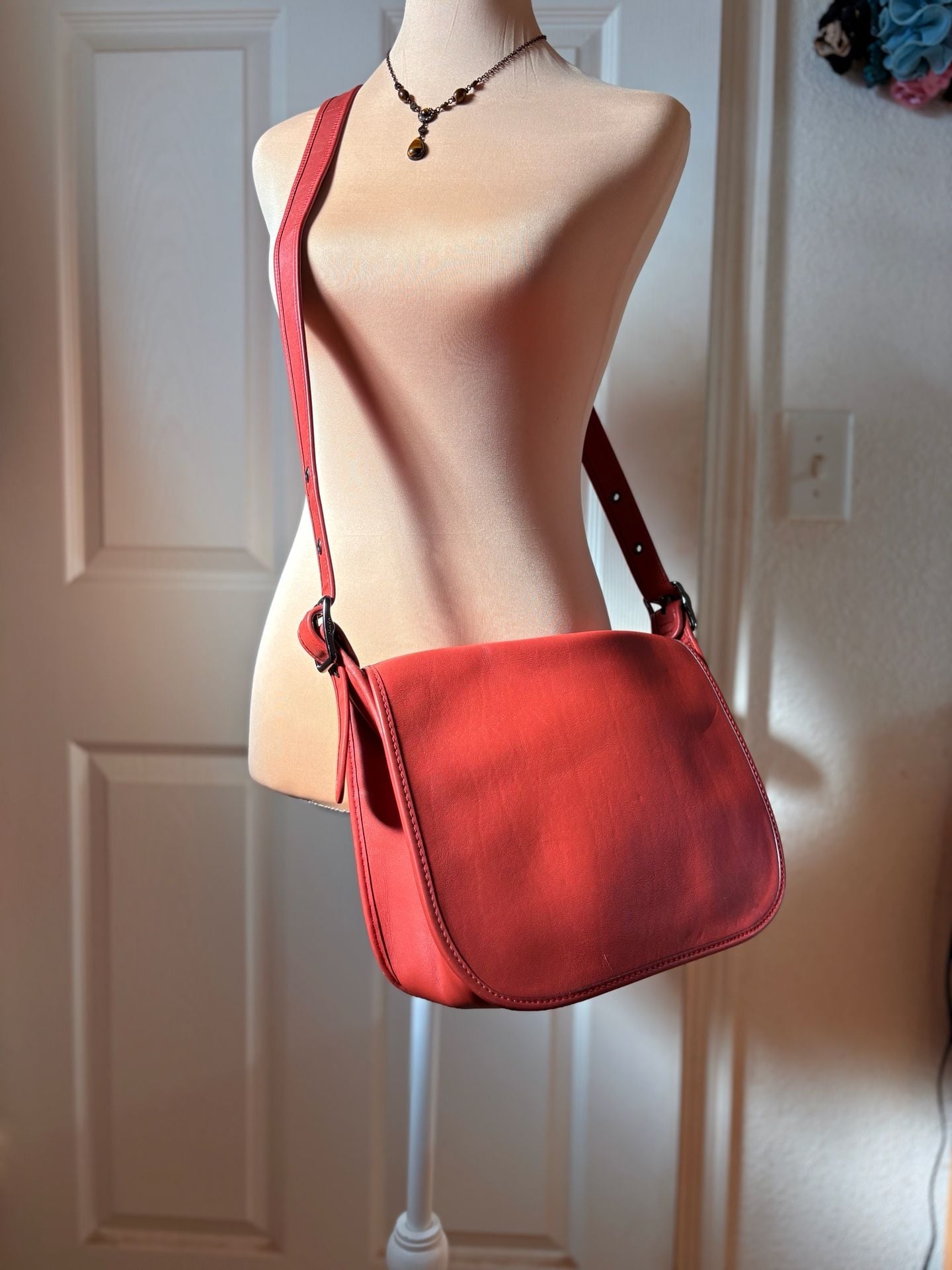 Coach 75TH ANNIVERSARY Limited Edition Women's Leather Shoulder Saddle Bag in Tomato Red 3