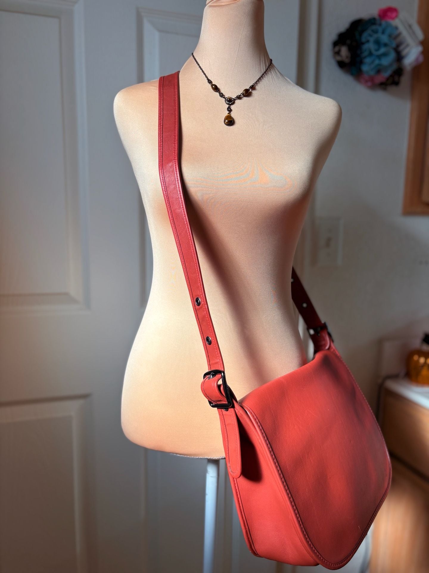 Coach 75TH ANNIVERSARY Limited Edition Women's Leather Shoulder Saddle Bag in Tomato Red 5
