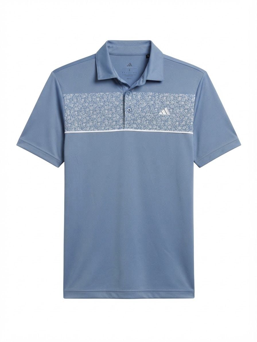 Adidas Men's Golf Polo Shirt Size S Blue Fusion Chest Print 2