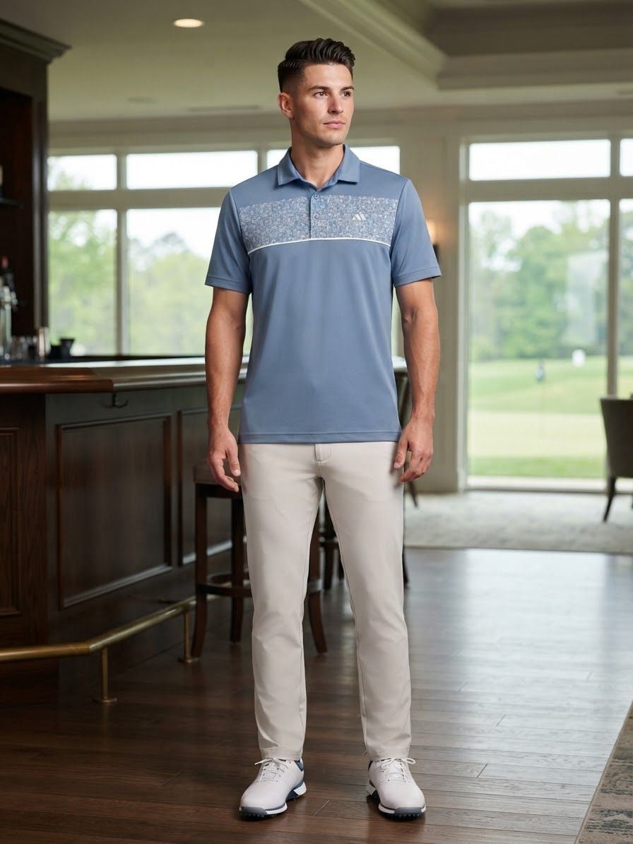Adidas Men's Golf Polo Shirt Size S Blue Fusion Chest Print 3