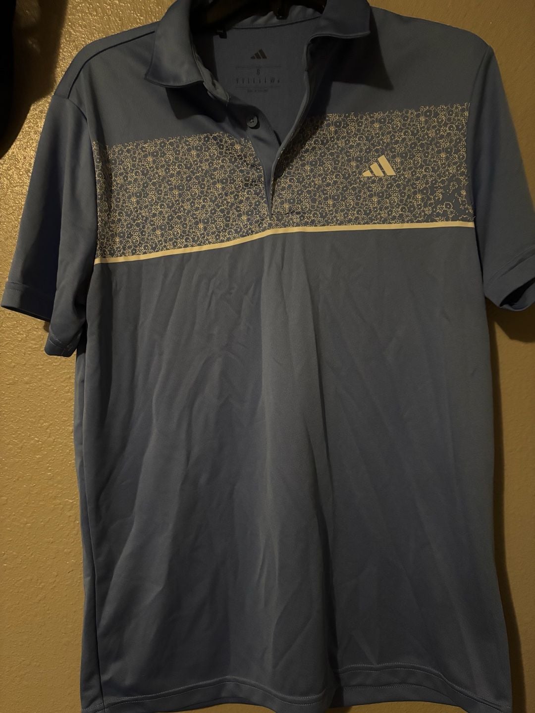 Adidas Men's Golf Polo Shirt Size S Blue Fusion Chest Print 5