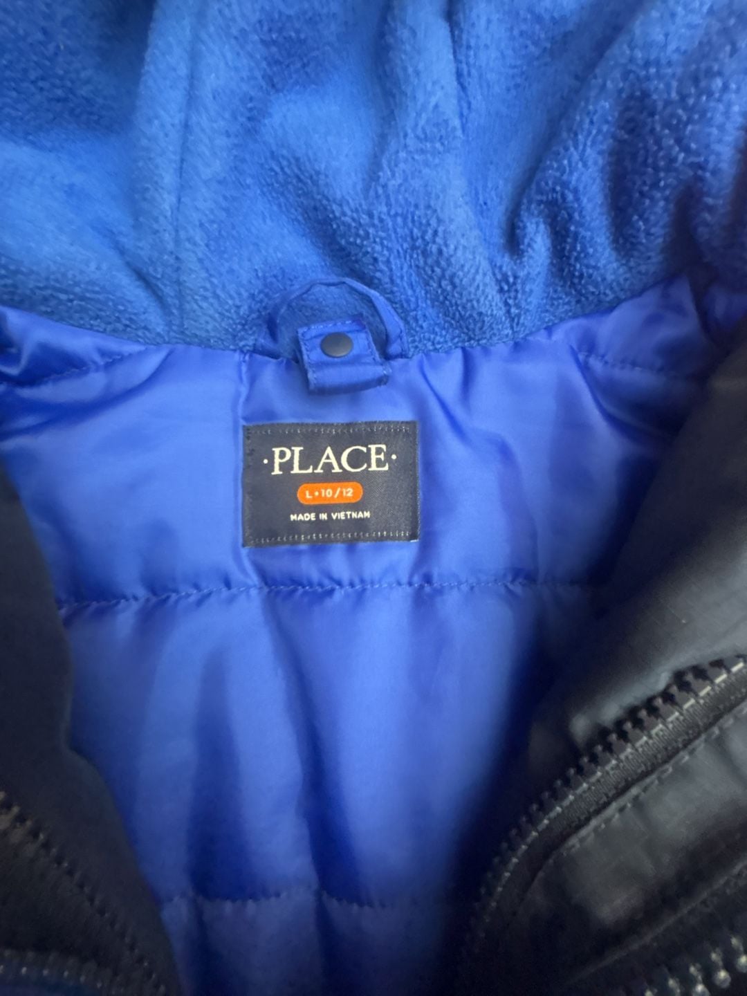 The Childrens Place Boys Blue and Navy Colorblock Hooded Jacket Size L 10/12 3