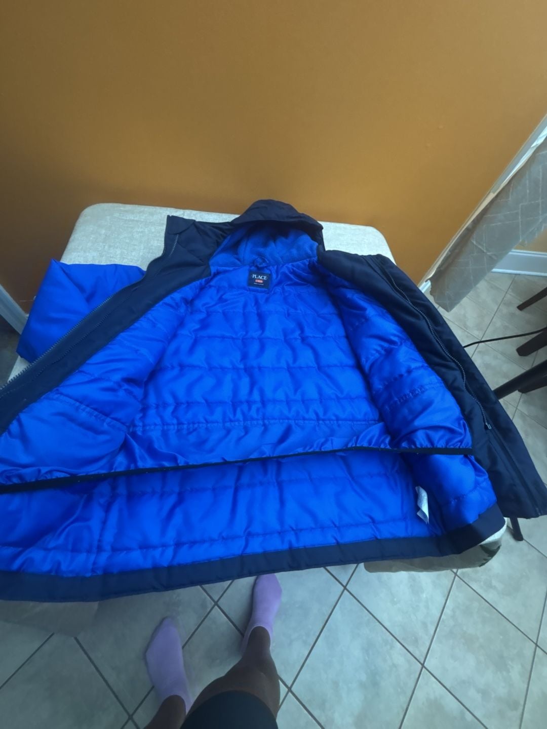 The Childrens Place Boys Blue and Navy Colorblock Hooded Jacket Size L 10/12 6