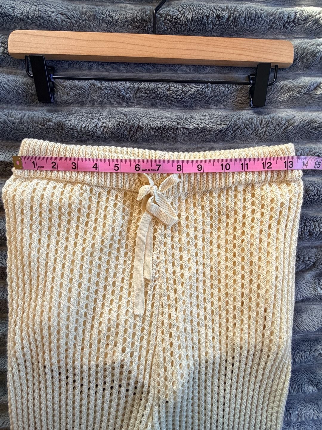 Earthbound Trading Co Open Knit Wide Leg Pants Size S Cream Boho Resort 5